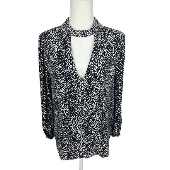 Alice + Olivia Tops - Alice + Olivia Willa Cutout Blouson Sleeve Top Modern Black and White Size Large